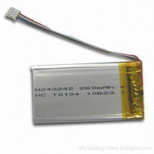 Rechargeable Lithium Polymer Battery, Eco-friendly, with 260mAh Typical Capacity